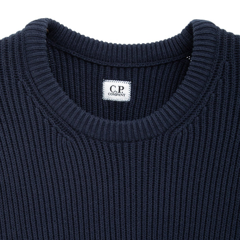 C.P. Company Full RIb Crew Neck Jumper Total Eclipse 888 15CMKN077A Degli Uberti